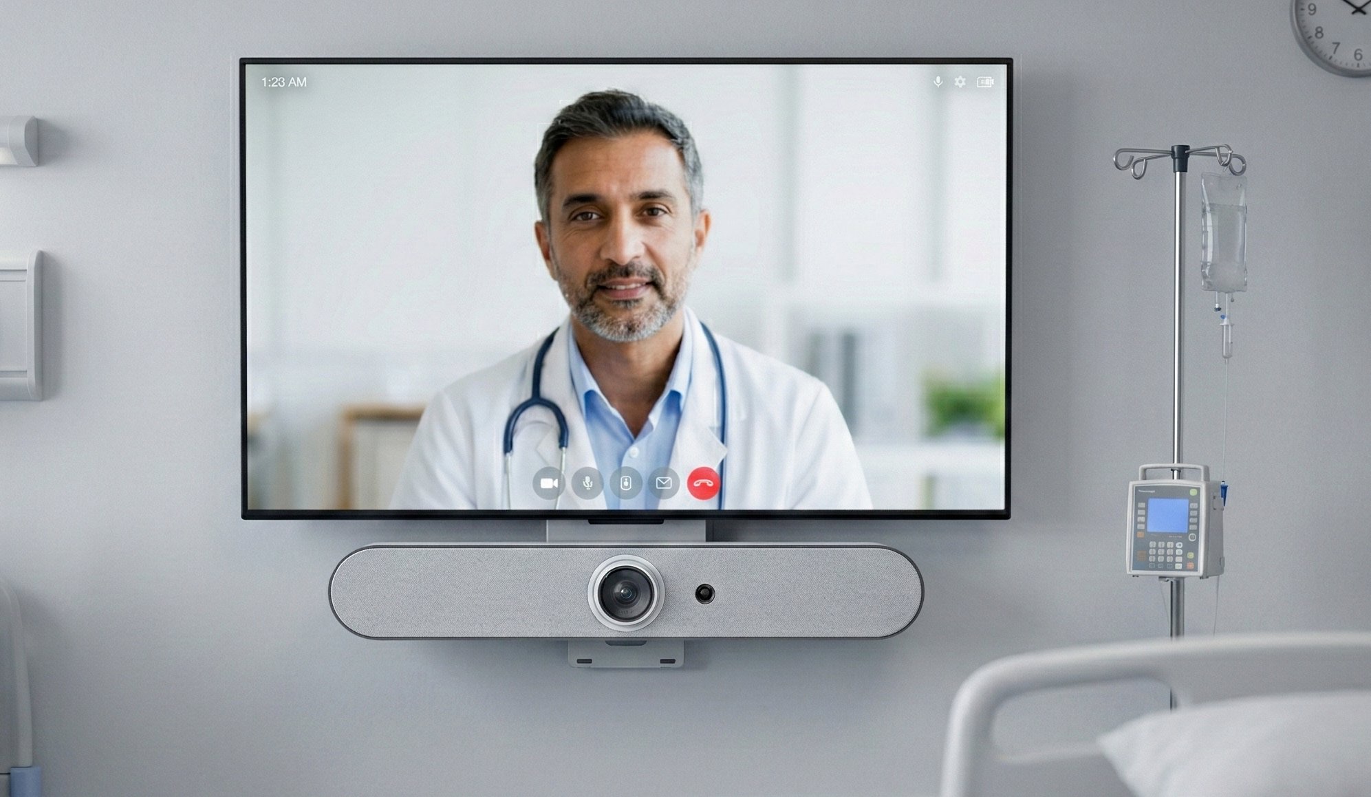 VidBar installed in hospital room — click to play video